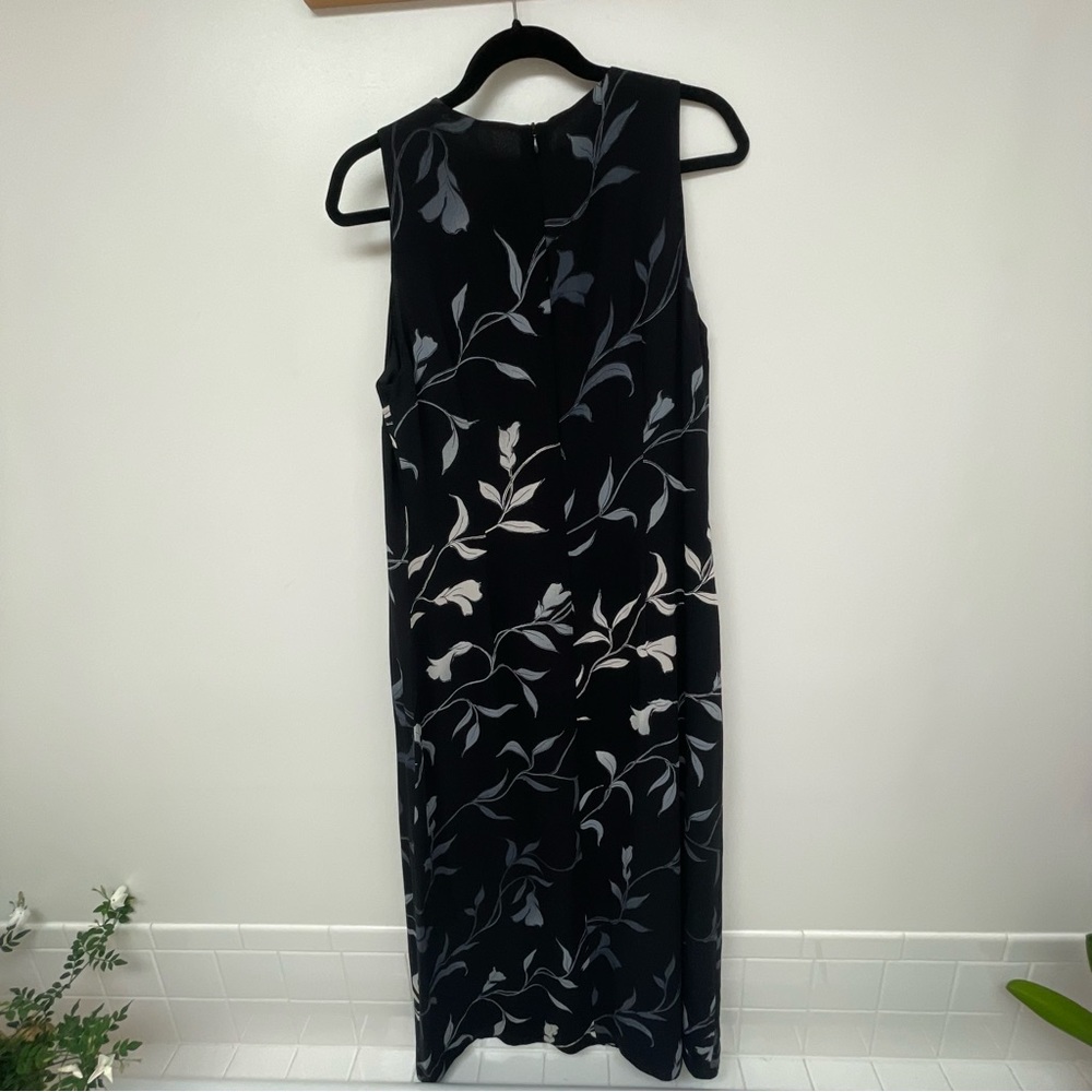 Jones New York Dress Black and Gray Leaves and Petals Women 14